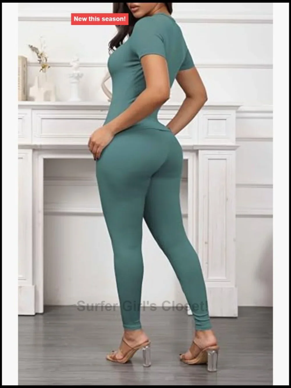 2 Piece Sets for Women Summer Casual Jogger Workout Fitted Crew Neck Tee High